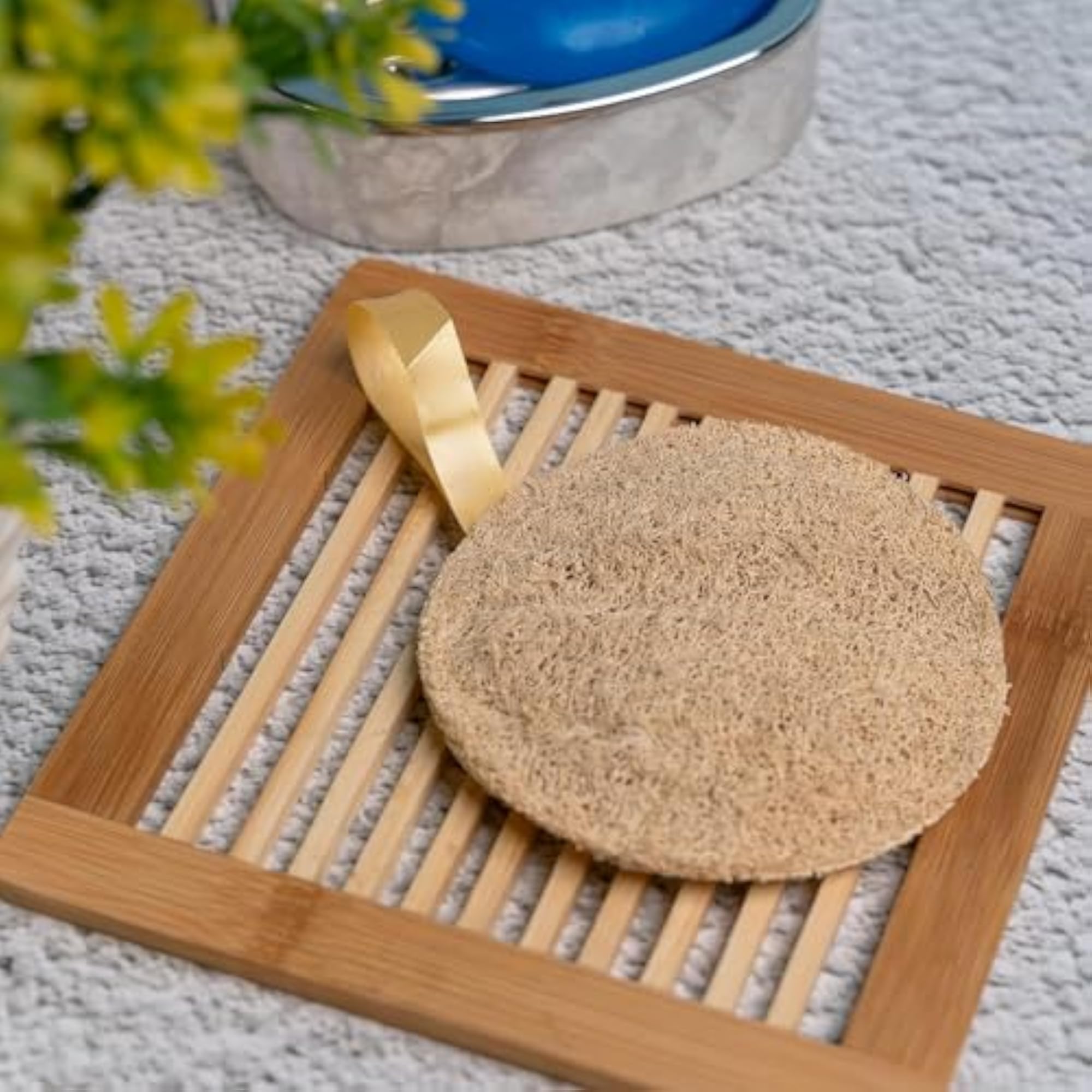 Organic Loofah Sponge Pack of 5, Natural Exfoliating Body Scrubber
